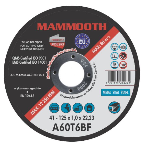 Disc abraziv MAMMOOTH M.CM41.A60TBF.125.1/B