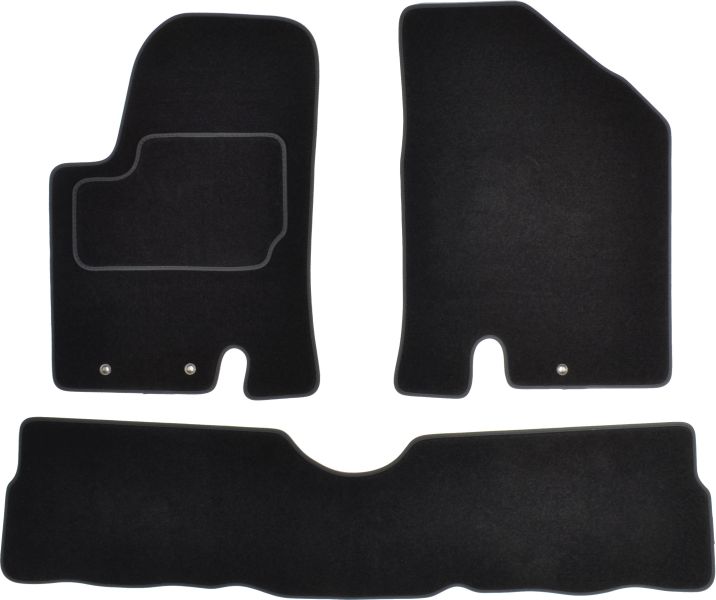 Covorase Auto velours, 3 buc, Fata/Spate, set, culoare negru
