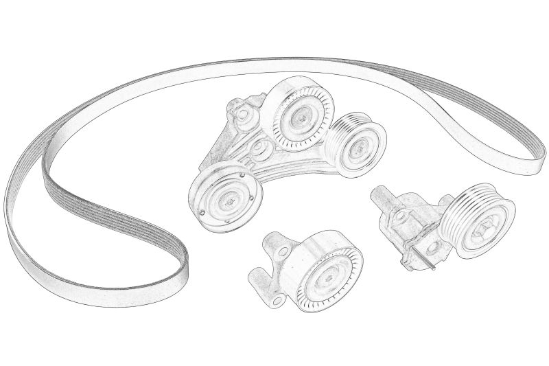 Set cu curea multi-v cu intinzator original